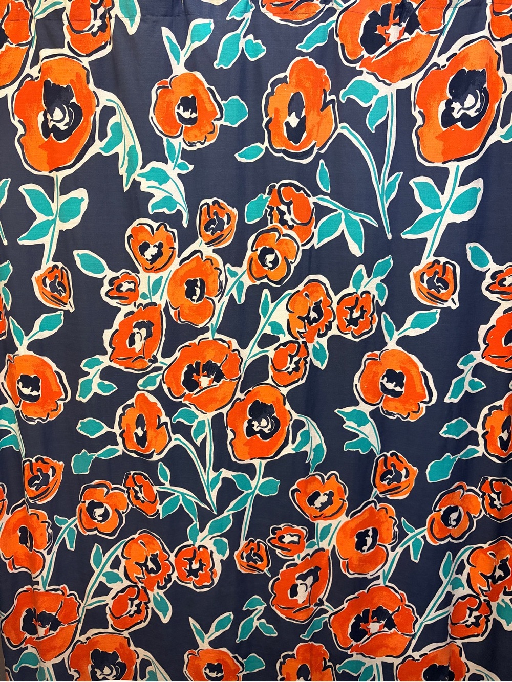 Floral Print Shower Curtain in Navy, Coral & Teal